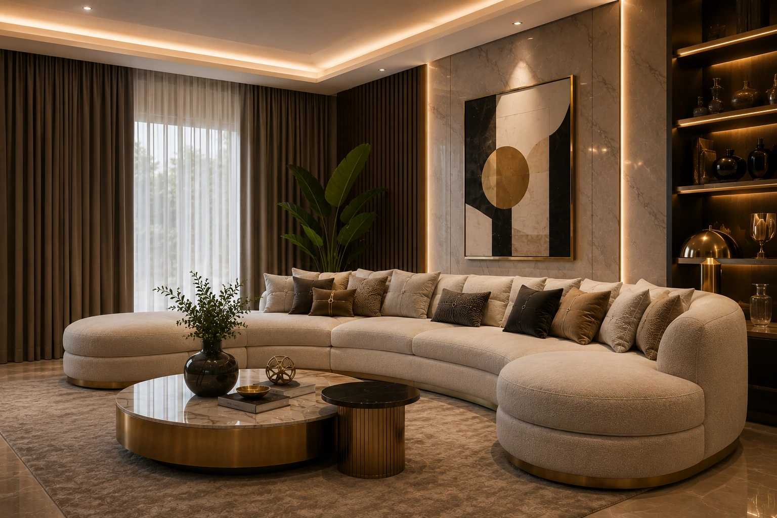 Custom-made sofa and upholstery in a Neelachandra interior project, Bengaluru