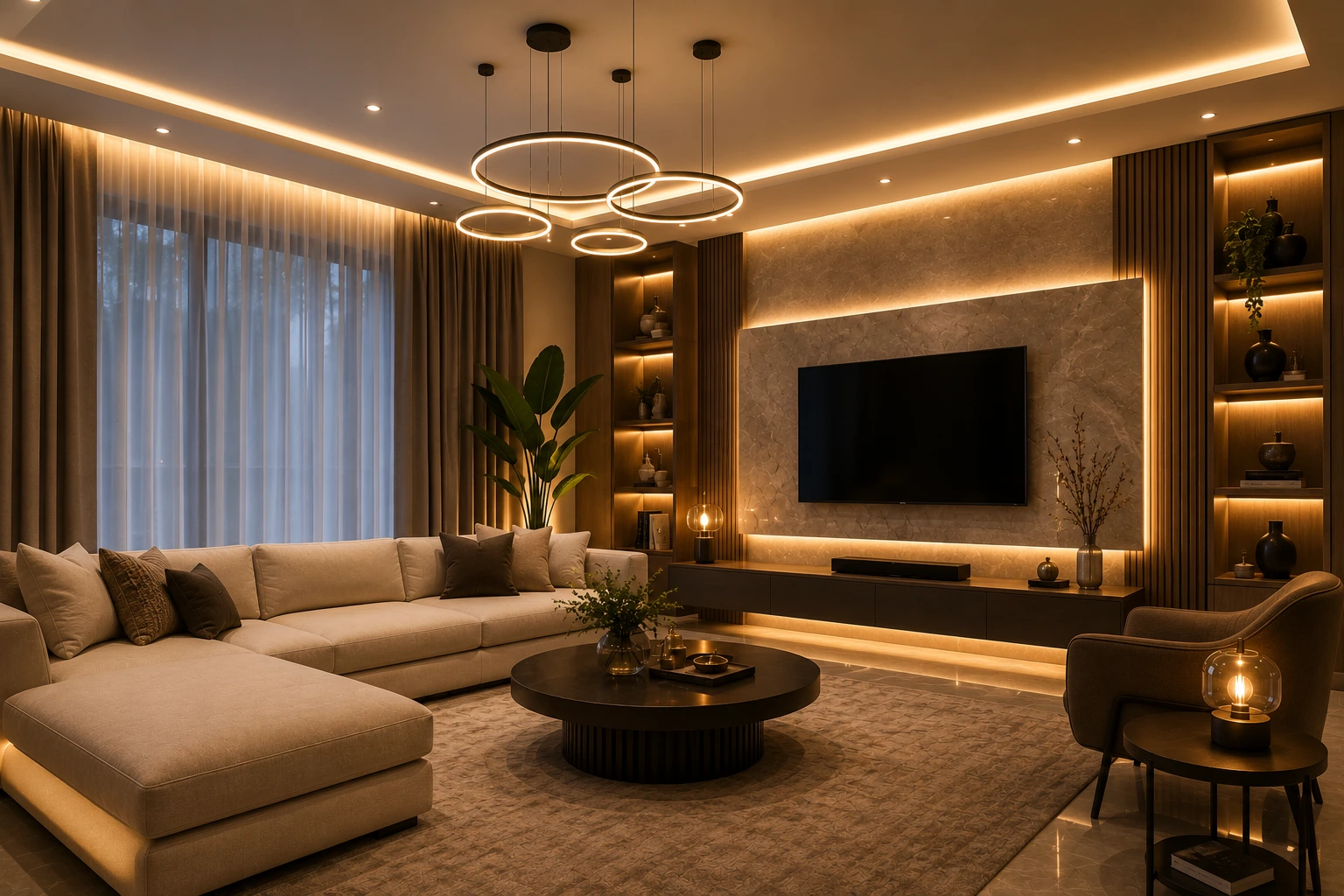Layered ambient and task lighting in a Bengaluru home designed by Neelachandra