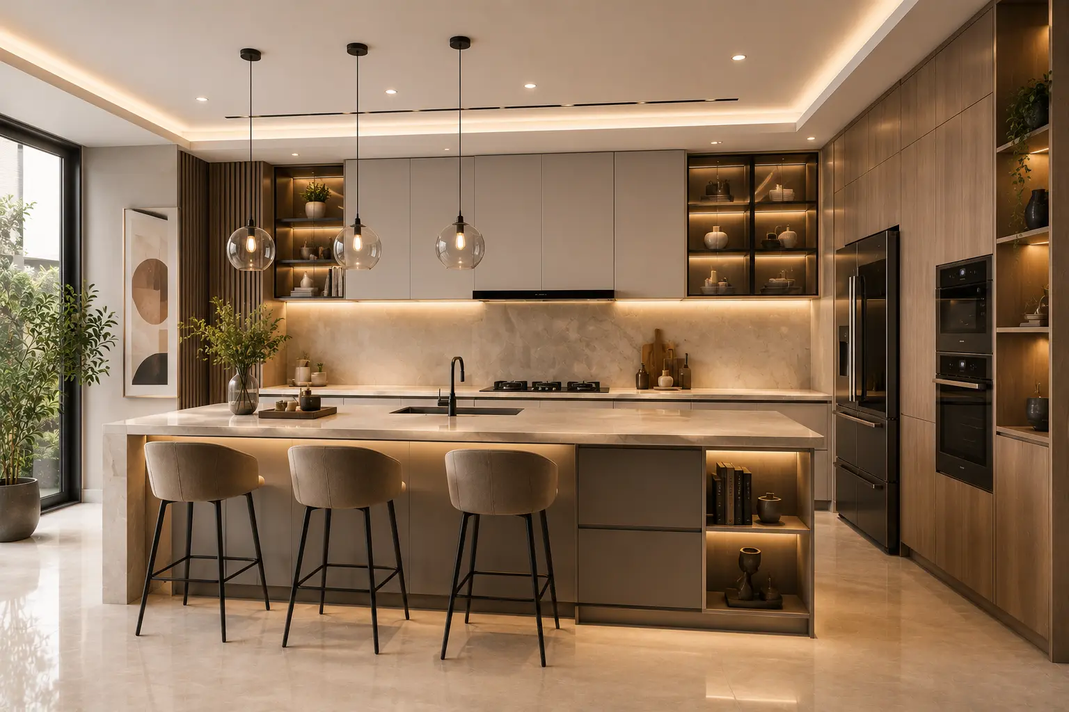 Modular kitchen with branded hardware installed by Neelachandra in Bengaluru
